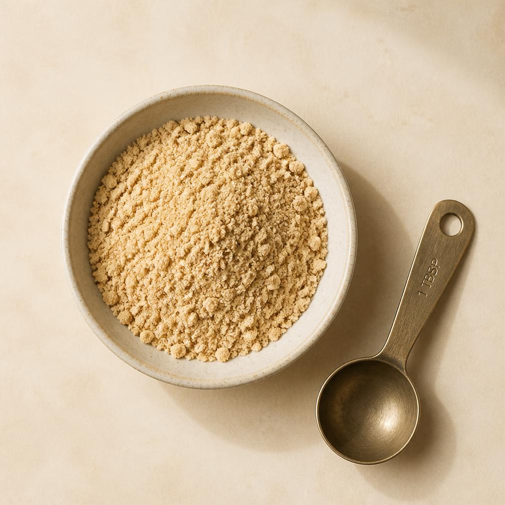Peanut butter powder in a spoon